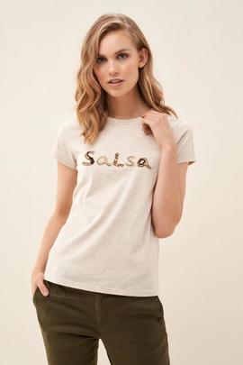 CAMISETA SALSA SLIM FIT LOGO VIGORE BEIGE