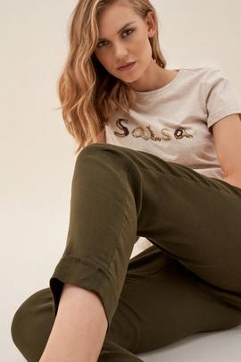 CAMISETA SALSA SLIM FIT LOGO VIGORE BEIGE