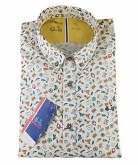 CAMISA MB 1168 BLANCA / MULTI