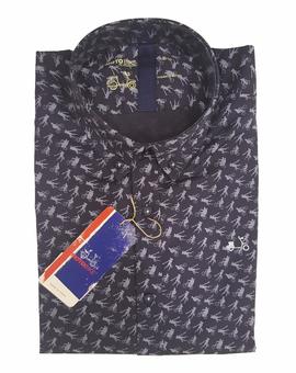 CAMISA MB 1190 AZUL MARINO / GRIS