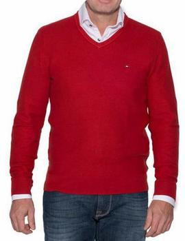 MOULINE COTTON STRUCTURE V-NK RED