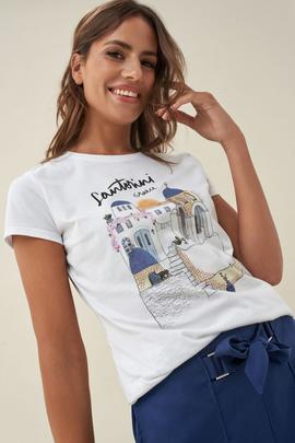 CAMISETA GRAFICA SANTORINI BLANCA