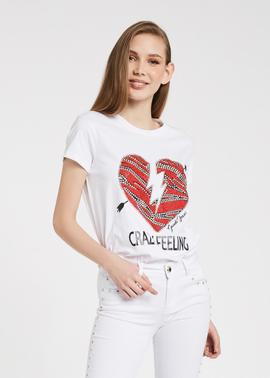 CAMISETA CORAZON OVERSIZE FIT BLANCA