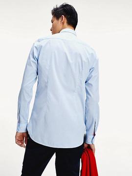 SLIM SOFT GEO PRINT SHIRT COPENHAGEN BLUE / WHITE