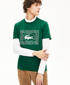 CAMISETA LACOSTE ESTAMPADO DE COCODRILO 132 VERDE