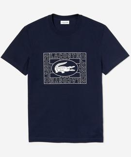 CAMISETA LACOSTE ESTAMPADO DE COCODRILO 166 AZUL