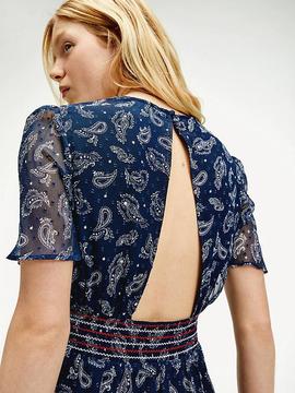 TJW OPEN BACK DRESS PASLEY PRINT / TWILIGHT NAVY