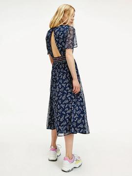 TJW OPEN BACK DRESS PASLEY PRINT / TWILIGHT NAVY