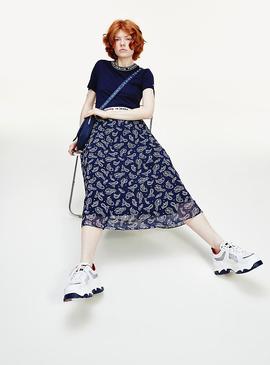 TJW PLEATED MIDI SKIRT PASLEY PRINT/ TWILIGHT NAVY