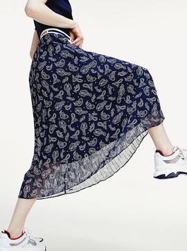 TJW PLEATED MIDI SKIRT PASLEY PRINT/ TWILIGHT NAVY