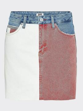 SHORT DENIM SKIRT TMYFLG TOMMY FLAG LT BL RIG