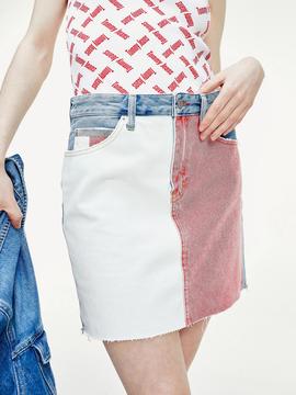 SHORT DENIM SKIRT TMYFLG TOMMY FLAG LT BL RIG