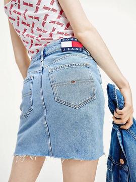 SHORT DENIM SKIRT TMYFLG TOMMY FLAG LT BL RIG