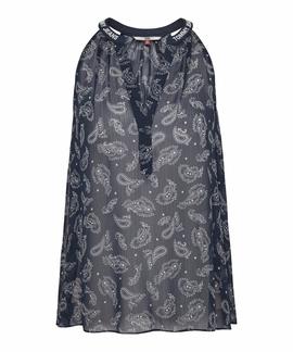 TJW RACER NECK TOP PASLEY PRINT / TWILIGHT NAVY