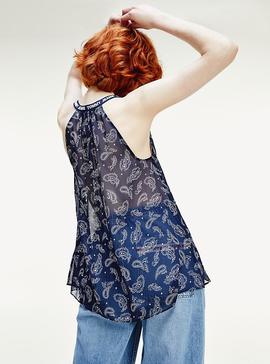 TJW RACER NECK TOP PASLEY PRINT / TWILIGHT NAVY