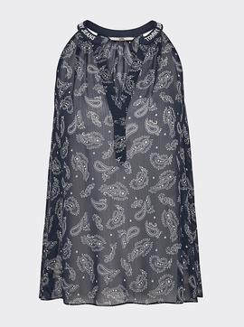 TJW RACER NECK TOP PASLEY PRINT / TWILIGHT NAVY