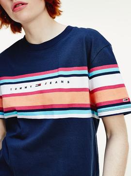 TJW STRIPE LOGO TEE TWILIGHT NAVY