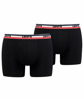 LEVIS MEN SPORTSWEAR LOGO BOXER BRIEF 2 PACK BLACK