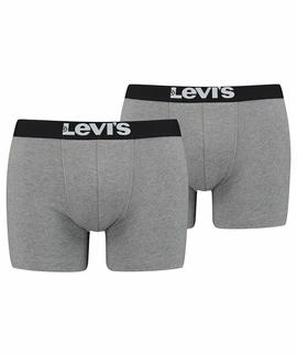 LEVIS MEN SOLID BASIC BOXER BRIEF 2 PACK GREY