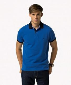 TOMMY JACQUARD SLIM POLO S/S SF NAUTICAL BLUE