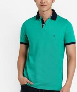 TOMMY JACQUARD SLIM POLO S/S SF GREEN