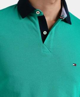 TOMMY JACQUARD SLIM POLO S/S SF GREEN