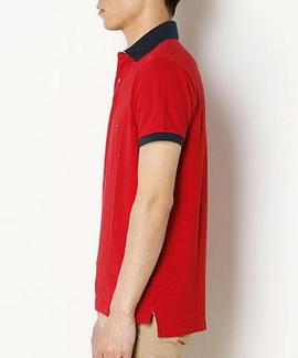 TOMMY JACQUARD SLIM POLO S/S SF RED