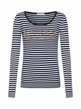 BRIGITTE LS LOGO SWEATER WHITE AND BLUE MINI