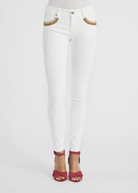 PANTALON JENNIFER SKINNY FIT BLANCO CON PEDRERIA