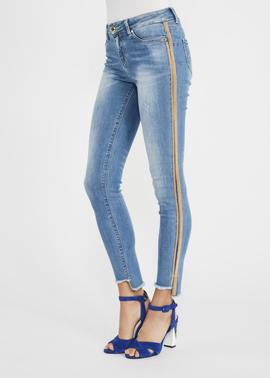 PANTALON SALLY SKINNY FIT CON BANDA LATERAL DORADA