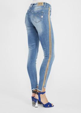 PANTALON SALLY SKINNY FIT CON BANDA LATERAL DORADA