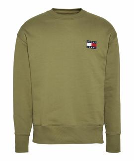 TJM TOMMY JEANS BADGE CREW UNIFORM OLIVE