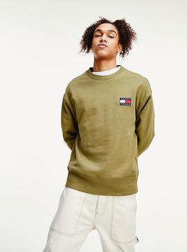 TJM TOMMY JEANS BADGE CREW UNIFORM OLIVE