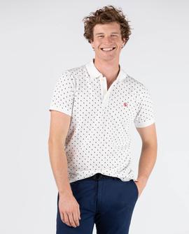 POLO PIQUE SHORT SLEEVE MICROPRINT WHITE