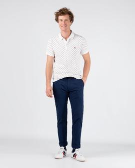 POLO PIQUE SHORT SLEEVE MICROPRINT WHITE