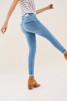 PANTALÓN VAQUERO SECRET SKINNY FIT DENIM AZUL CON RAYAS