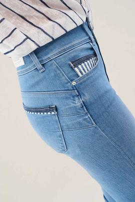 PANTALÓN VAQUERO SECRET SKINNY FIT DENIM AZUL CON RAYAS