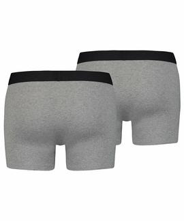 LEVIS MEN SOLID BASIC BOXER BRIEF 2 PACK GREY