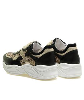 SNEAKER E010594D 100 NEGRO / LEOPARDO