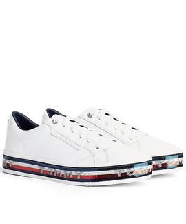 SEQUIN FOXING DRESS SNEAKER WHITE