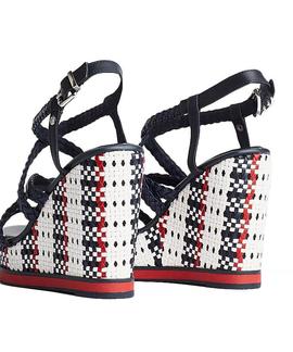 TOMMY INTERWOVEN HIGH WEDGE RWB