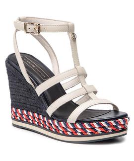 TOMMY COLORFUL ROPE WEDGE SANDAL WHISPER WHITE