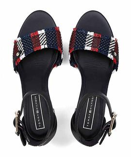 SANDALIAS TOMMY RAFFIA HEELED SANDAL MIDNIGHT