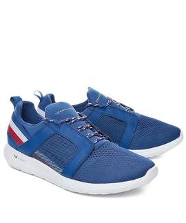 TOMMY TECHNICAL MATERIAL MIX SNEAKER MONACO BLUE