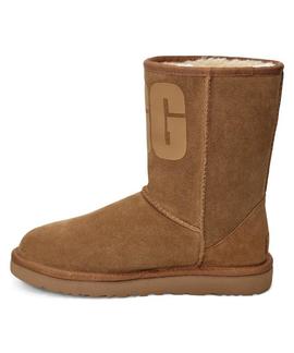 W CLASSIC SHORT UGG RUBBER LOGO CHESTNUT