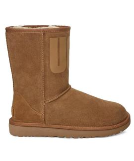 W CLASSIC SHORT UGG RUBBER LOGO CHESTNUT