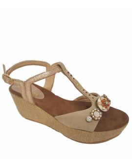 SANDALIA 17-5302TP TAUPE CON PEDRERIA