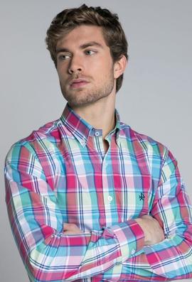 CAMISA H TARTAN FUCSIA