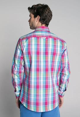 CAMISA H TARTAN FUCSIA