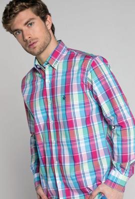 CAMISA H TARTAN FUCSIA